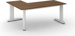 Rohový kancelársky písací stôl PRIMO FLEXIBLE, 180x140 cm, orech