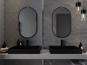 Mexen Loft oválne kúpeľňové zrkadlo 85 x 50 cm, čierny rám - 9851-085-050-000-70