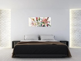Obraz - Ľalia, ilustrácie (120x50 cm)