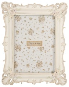 Krémový antik fotorámik s pastelovými kvetmi - 19*2*24 cm / 13*18 cm
