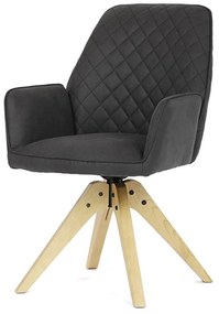 Židle jídelní s područkami, černá látka, nohy z jasanu, otočná P90°+ L 90° s vratným mechanismem - funkce reset