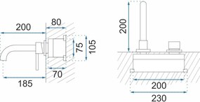 Rea Lungo Long, podomietková umývadlová batéria + BOX, grafitová matná, REA-B6390