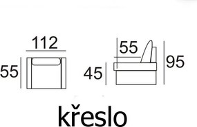 Kožené kreslo Dubaj LUX, hnedá (S-12)