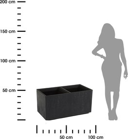 PLASTOVÝ KVETINÁČ NA KOLIESKACH BETONIQUE 39X39X78 CM IMITÁCIA BETÓNU ČIERNA