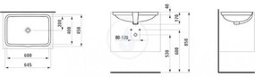 LAUFEN Pro S Umývadlo, 600 mm x 400 mm, bez otvoru na batériu, s LCC, biela H8119694001091