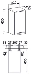 Mereo, Mereo Bino kúpeľňová skrinka horná 63 cm, ľavá, Multidecor, Monumentálna sivá, MER-CN695MSO1