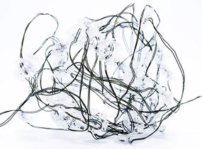 DECOLED LED svetelná reťaz snehová vločka na batérie, ľadovo biela, 50 LED diód, 5,3 m, IP44