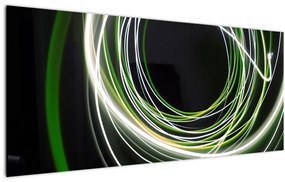 Obraz zelených čiar (120x50 cm)