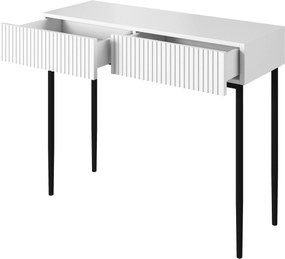 Toaletný stolík Nicole s čiernym zrkadlom 60 cm - biely mat / čierne nohy