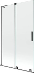 Mexen Velar L, 2-krídlová posuvná vaňová zástena 110 x 150 cm, 8mm číre sklo, brúsený grafit, 896-110-003-01-66