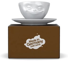 Biela usmievavá porcelánová šálka na kávu 58products, objem 200 ml