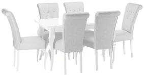 Rozkladací stôl Julia so 6 stoličkami ST63, Dostupné poťahy: Magic Velvet 2216, Farby: biela / biely lesk