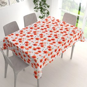 Biante Teflónový obdĺžnikový obrus TF-133 Červenooranžové vlčie maky na bielom 140x220 cm