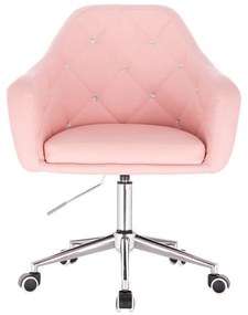 LuxuryForm DESIGN Kreslo ROMA na striebornej podstave s kolieskami - ružové