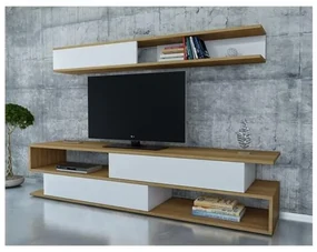 Obývacia stena Simpsonic (biela + teak) . Vlastná spoľahlivá doprava až k Vám domov. 1102576