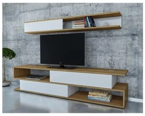 Obývacia stena Simpsonic (biela + teak) . Vlastná spoľahlivá doprava až k Vám domov. 1102576