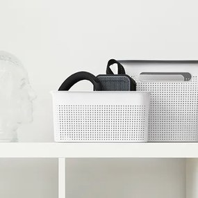Úložný box s rúčkami BRISEN 16 l, 36 x 26,2 x 21 cm, biely S vekom / Bez veka: Bez veka