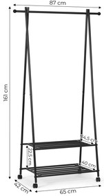 Wellhox Stojan na vešiaky na oblečenie s 2 policami na topánky