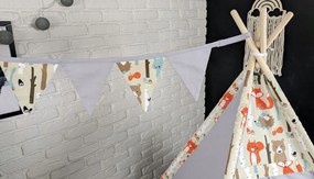 Detský stan TEEPEE (TÝPIE) ANIMALS s doplnkami - LESNÉ ZVIERATÁ - šedý/béžový