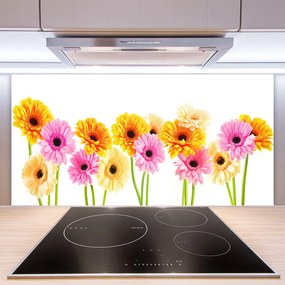 Sklenený obklad Do kuchyne Farebné kvety gerbery 140x70 cm