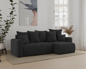 Rohová sedačka Denia (P) (čierna). Akcia -20%. Vlastná spoľahlivá doprava až k Vám domov. 1133130