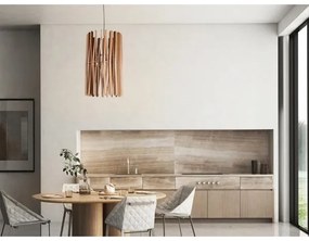 Drevený závesný luster na lanku 1xE27/60W/230V, priemer 38 cm, masív – jaseň/kaučukovník