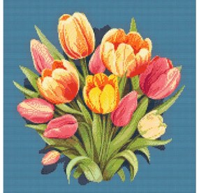 Gario Diamantové maľovanie Kytica tulipánov Rozmery: 50 x 50 cm, Rámovanie: S vnútorným rámom, Diamanty: Okrúhle
