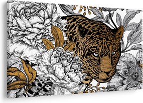 Obraz - Leopard medzi kvetmi (90x60 cm)