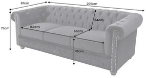 Sedacia súprava 40733 Chesterfield 3-sedenie Zamat Čierna  - Komfort-nábytok