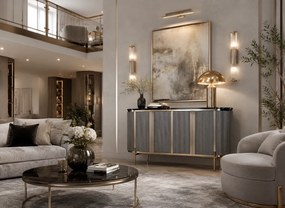 Komoda Stilig ST384 160 cm čierny mramor/grafit/zlatá
