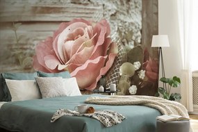 Zaujímavá fototapeta ruža vo vintage prevedení