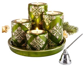 Tanier so sviečkami Vianočný sen, zelený