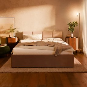 Manželská posteľ BORGO Velvet 160×200 cm modrá