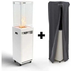 Planika Faro GAS - Vonkajší plynový krb 142x36 cm 8kW biela + ochranný kryt