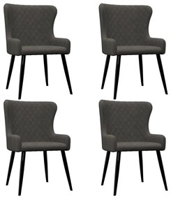 Jedálenské stoličky 4 ks, sivé, zamat
