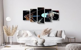 5-dielny obraz gramofón s vinylovou platňou