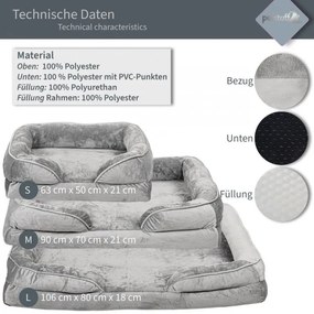 Pelech pre psa veľkosť L, svetle-šedý, 106 x 80 x 18 cm