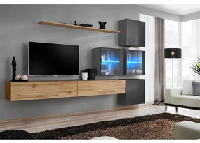 Obývacia stena Switch XIX Sklo +LED Wotan/Grafit