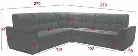 Rohová sedacia súprava MAX, ruže + hnedá (3995/105 + 2050/11)
