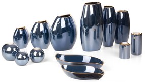 KERAMICKÝ SVIETNIK AMORA 7X15 CM TMAVOMODRÁ