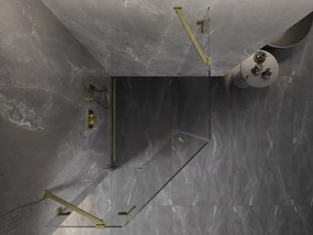 Mexen Lunar, päťuholníkový sprchový kút s ľavým sklonom 80 x 90 cm, 8mm číre sklo, zlatý matný profil, 831-080L-090P-55-00-L