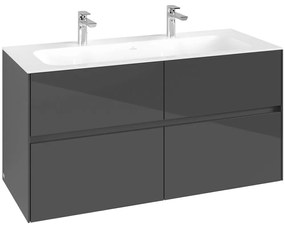 VILLEROY &amp; BOCH Collaro závesná skrinka pod umývadlo, 4 zásuvky, 1196 x 498 x 603 mm, Glossy Grey, C14000FP
