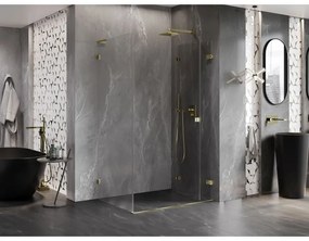 Mexen Lunar-F L, 1-krídlový sprchový kút so skladacími dverami, pravý, 90 x 80 cm, 8mm číre sklo, zlatý lesklý profil, 836L-090-080-50-00-P