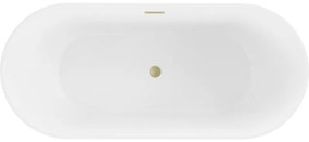 Mexen Flavia, voľne stojaca vaňa 170 x 75 cm, biela, zlatý matný prepad, 54031708000-55