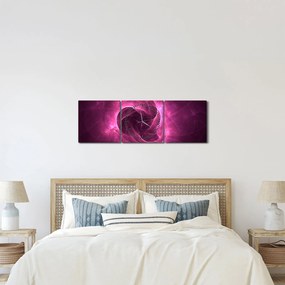 Obraz modernej ružovej abstrakcie (s hodinami) (90x30 cm)