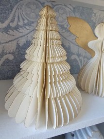Papierová krémová skladacia vianočná ozdoba stromček - Ø 10*13 cm