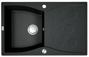 Laveo Molokin, 1-komorový granitový drez 800x500x195 mm s dlhým odkvapkávačom, čierna, LAV-SPO_711T