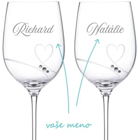 Poháre na víno k výročiu Diamante Romance 2 ks