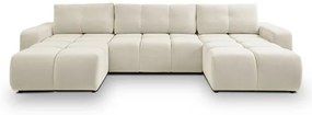 Rozkladacia čalúnená sedacia súprava do U ALMADA s úložným priestorom, béžová