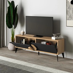 TV stolík v dekore duba v čierno-prírodnej farbe 140x51 cm Vae – Marckeric